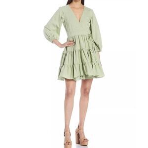 Gianni Bini Sage Green Wrap Mini Dress